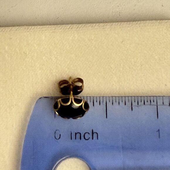 Vintage Estate 12k YELLOW GOLD ONYX OVAL STUD EARRINGS Mark Christopher Hawaii - Picture 14 of 14